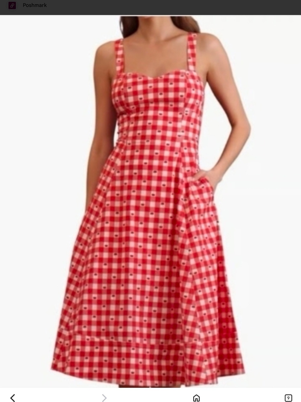 Avec Les Filles Red Gingham Midi Dress